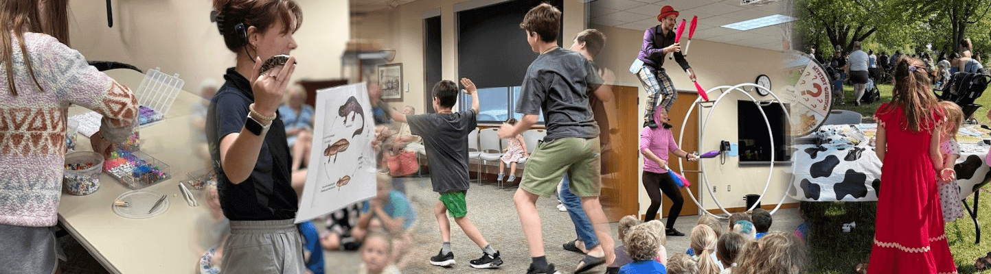 Group photo of children and youth at library events