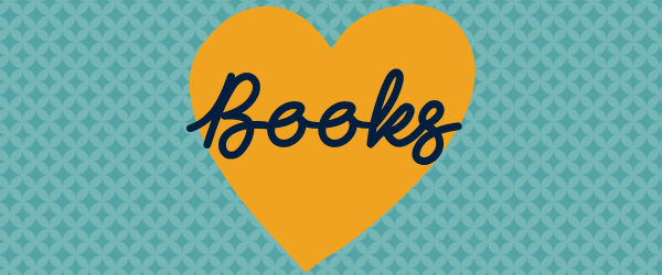 A heart with books script in the center