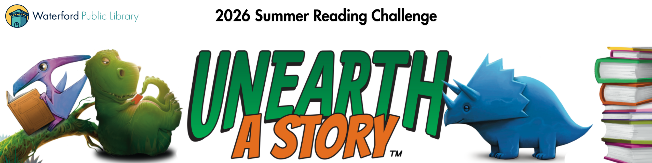 unearth a story with waterford public library logo